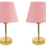 Evlight Metal Ayaklı İkili Abajur, Gold Pembe