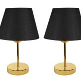 Evlight Metal Ayaklı İkili Abajur, Gold Siyah