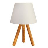 Evlight Üç Ayaklı Ahşap Abajur Krem & Ahşap