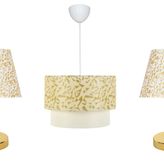 Evlight Üçlü Set Gold Abajur Simli Gold