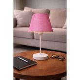 EvLight Whıte Metal Ayaklı Pembe Kumaş Abajur