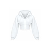 EVOA Kadın Beyaz Oversize Kol Kapüşonlu Crop Hırka