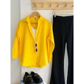 Exit Collection Kadın Abs Boyfriend Uzun Basic Sarı Tesettür Gömlek - XL