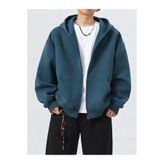 EXPECTED Erkek Petrol Mavi Oversize Fermuarlı Hoodie - Streetwear Kapüşonlu Hırka