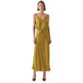 Exquise Bağcıklı Regular Saten Midi Etek, LIME, 36