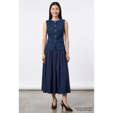 Exquise Denim Garnili Fermuarlı Regular Midi Elbise