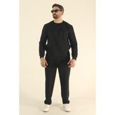 EydaMoon Erkek Kışlık İçi Polarlı Eşofman Takımı Sweatshirt Baggy - Siyah Regular Sıfır Yaka