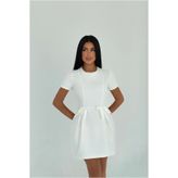 Eyyo Beyaz Basic Mini Elbise ATE3145