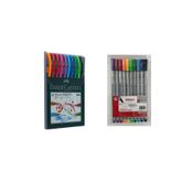 Faber Castell 1425 Tükenmez Kalem 10 Renk + Fineliner Kalem 10 Renk