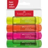 Faber-Castell 254644 Textliner 1546 Fosforlu Kalem, Neon Renkler, 4 Adet