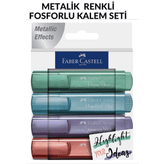 Faber Castell 4 Renk Yeni Metalik Renkler Fosforlu Kalem