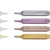 Faber-Castell 46 Fosforlu Kalem 4 Renk Metalik Set Uzun Ömürlü Türkiye Menşeli