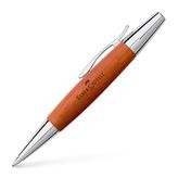 Faber-Castell E-Motion Tükenmez Kalem, Krom/Ahşap Gövde, Mekanizmalı, Kahverengi, B Uç, Yüksek Kapasiteli Siyah Refil