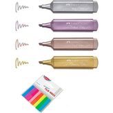 Faber-Castell Fosforlu Kalem Metalik 4'lü + Noki Ayraç 8'li