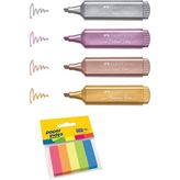Faber-Castell Metalik Fosforlu Kalem 4'lü + Kraf Ayraç 5'li