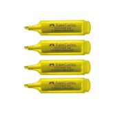 Faber Castell Textliner 1546 Fosforlu Kalem Seti, 4'lü, Sarı, Şeffaf Gövde