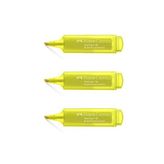 Faber-Castell Textliner 46 Fosforlu Kalem, Şeffaf Gövde, Sarı, 3 Adet