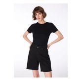 Fabrika Siyah Kadın Bisiklet Yaka Basic T-shirt Teo