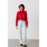 FACETTE Accent Nakışlı Oversize Gömlek Kırmızı