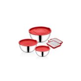Falez Cookcase 9 Parça Akasya Rendeli Çelik Saklama Kabı Kırmızı