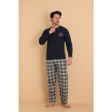 Falkom 7014 İnterlok Kışlık Ekose Pijamalı Erkek Pijama Takımı