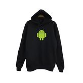 Fame-Stoned Unisex Siyah Android Robot Baskılı Kapüşonlu Sweatshirt