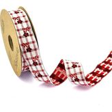 Fantastic Çiçek Desenli Ekose Dokuma Kurdele (20MM Genişlik - 10MT Uzunluk)