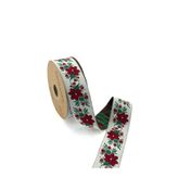 FANTASTIC KURDELE ÇİÇEK DESENLİ DOKUMA BORDÜR KURDELE (3,5cm GENİŞLİK - 10mt UZUNLUK)