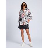 Farren Baskılı Oversize Poplin Gömlek - 42 - Lila