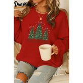 FAVORİST Yılbaşı Çam Ağacı Baskılı Sweatshirt