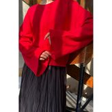 fayaboutique.com Kırmızı Forme Keten Bluz