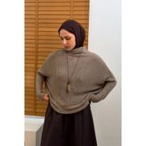 fayaboutique.com Koyu Taş Buma Örme Yarasa Kol Triko Bluz