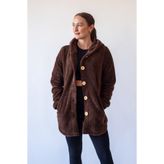 FEELAMORE Kapüşonlu Düğmeli Polar Peluş Hırka