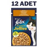 Felix 12x85 gr Sensations Tavuk Havuç Jel Pouch Kedi Konservesi