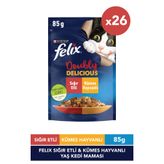 FELIX Çifte Lezzet Etli ve Tavuklu Yaş Kedi Maması 85 g x 26 Adet