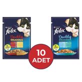 Felix Çifte Lezzet Karışık 85 gr x 10 Adet Yaş Kedi Maması