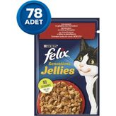 Felix Çifte Lezzet Sığır Etli ve Domatesli Yaş Kedi Maması 85 gr x 78 Adet - Karışık