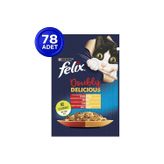 Felix Çifte Lezzet Sığır Etli Ve Tavuklu Yaş Kedi Maması 85 Gr X 78 Adet