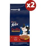 Felix Çifte Lezzet Sığır Etli Yetişkin Kedi Maması 2 kg x 2 Paket - Karışık
