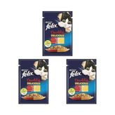 Felix Çifte Lezzet Yaş Kedi Maması, Sığır & Tavuklu, 85 g 3lü paket