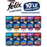 Felix Le Ghiottonerie Karışık Lezzet Yaş Kedi Maması 10’lu Set – 5 Farklı Lezzet x 2 Adet