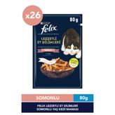 FELIX Lezzetli Et Dilimleri Somonlu Yaş Kedi Maması 80 g x 26 Adet