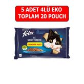 Felix multi pouch somonlu ve ton balıklı yaş kedi maması 5adet (4 x 85gr)