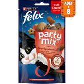Felix Party Mix Karışık Izgara Lezzetleri Sığır Etli Tavuklu ve Somonlu Kedi Ödülü 60 Gr 8 Adet