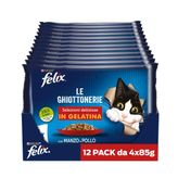 Felix Sığır Eti ve Tavuklu Kedi Yaş Maması Avantajlı Paket (4 x 12 x 85 gr) 48'li