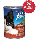 Felix Sığır Etli ve Tavuklu 400 gr 24'lü Yetişkin Konserve Kedi Maması - Karışık