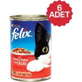 Felix Sığır Etli ve Tavuklu 400 gr 6lı Yetişkin Konserve Kedi Maması - Karışık