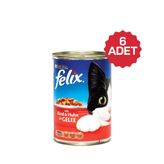 Felix Sığır Etli ve Tavuklu 400 gr 6lı Yetişkin Konserve Kedi Maması