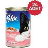 Felix Somon ve Alabalıklı 400 gr 24'lü Yetişkin Konserve Kedi Maması - Karışık