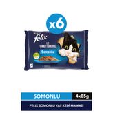 FELIX Somonlu Yaş Kedi Maması 4 x 85 g x 6 Adet